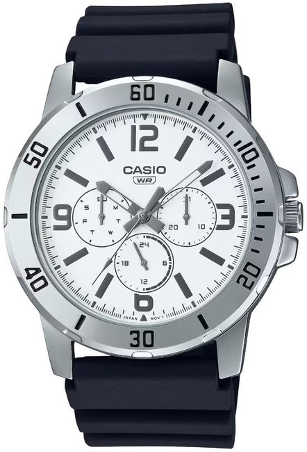 Nowoczesny zegarek Casio MTP-VD300-7BUDF z multifunkcyjną tarczą dla mężczyzny