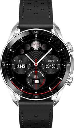 Garett 5904238485590 Smartwatch Garett V10 srebrno-czarny skórzany