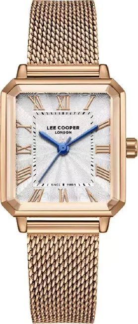 Prostokątny zegarek damski Lee Cooper LC08376.432 z giloszowaną tarczą