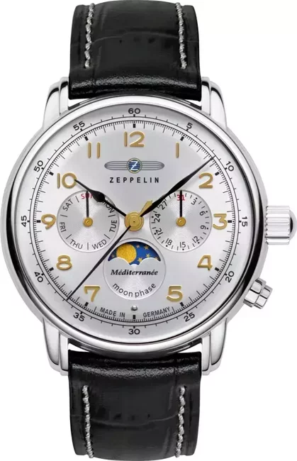 Klasyczny Zeppelin 9636-1 z fazami księżyca i niemiecką precyzją dla mężczyzny