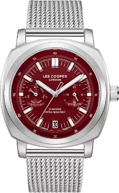 Nowoczesny zegarek Lee Cooper LC08377.381 z czerwoną tarczą w miejskim stylu dla mężczyzny
