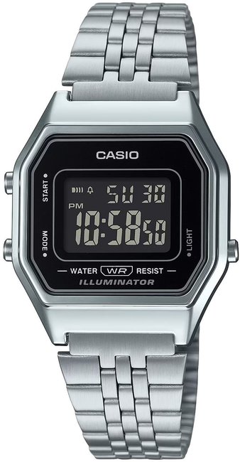 Cyfrowy zegarek Casio LA-680WA-1B z chronografem w stylu retro dla kobiety