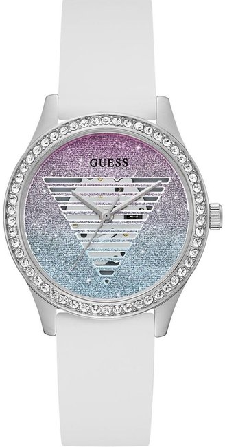 Biżuteryjny zegarek Guess GW0530L5 z brokatową tarczą dla nowoczesnej kobiety