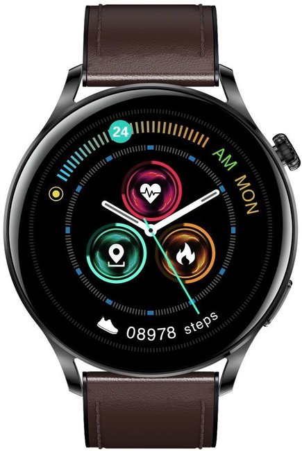 Garett 5904238483718 Smartwatch Garett Men Elegance RT ciemny brąz skórzany