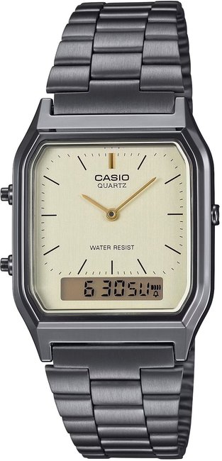 Uniwersalny zegarek Casio AQ-230GG-9A z podw&oacute;jnym czasem w stylu retro dla kobiety i mężczyzny