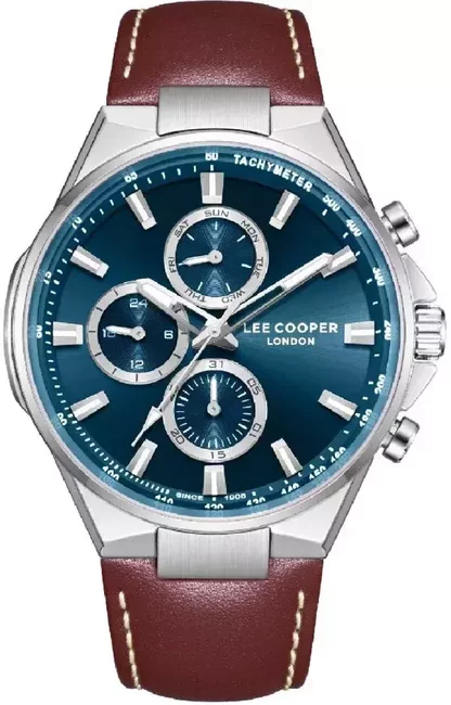 Zegarek Lee Cooper LC08223.392 męski z granatową tarczą i brązowym paskiem