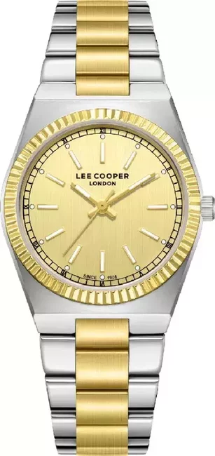 Dwukolorowy zegarek Lee Cooper LC08375.210 z karbowanym bezelem dla stylowej kobiety
