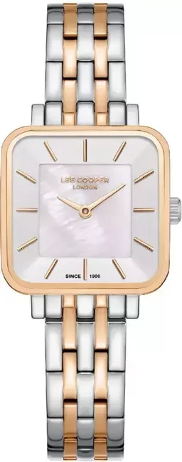 Prostokątny zegarek damski Lee Cooper LC08380.530 z biżuteryjną bransoletą