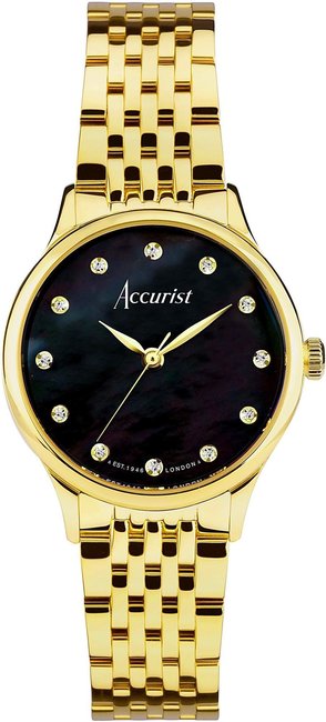 Elegancki zegarek damski Accurist 77004 z biżuteryjną bransoletą w złotym kolorze