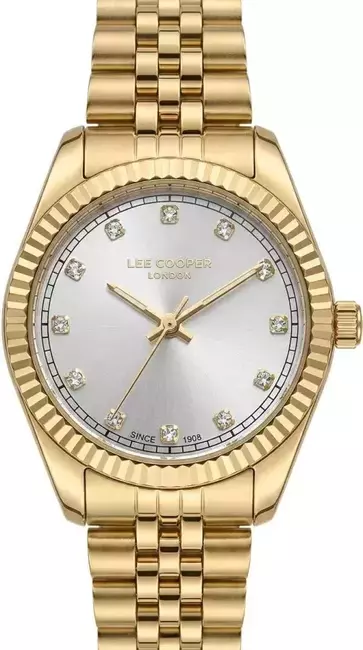 Złoty zegarek Lee Cooper LC08400.130 z kryształkami dla kobiety