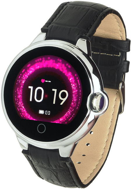 Garett 5903246286458 Smartwatch Garett Women Karen RT czarno-srebrny, skórzany